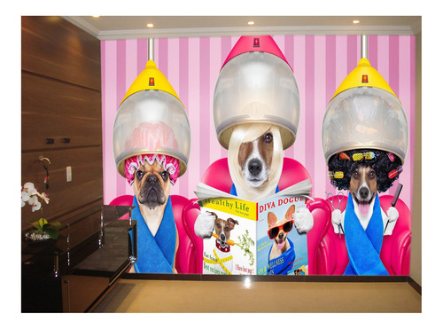 Papel De Parede 3d Animais Pet Shop Banho Tosa M² Anm408