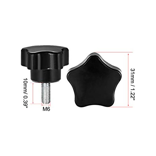 5 Pomos En Forma De Estrella Uxcell, M6 X 10 Mm, Rosca Macho