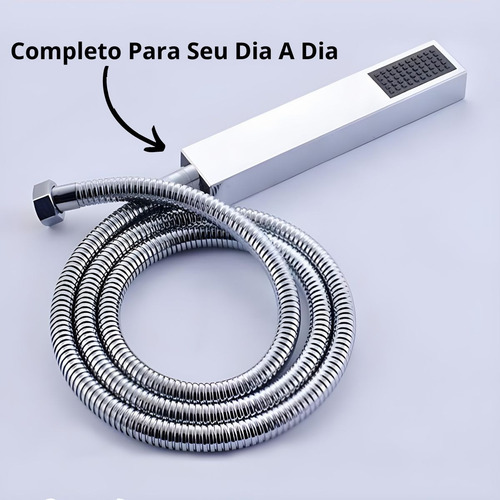 Chuveiro Quadrado Prata 30cm Monocomando C/ Duchinha
