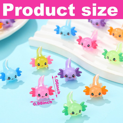 Junkin 24 Pcs Mini Axolotl Resina Encantos Mini Axolotl Resi