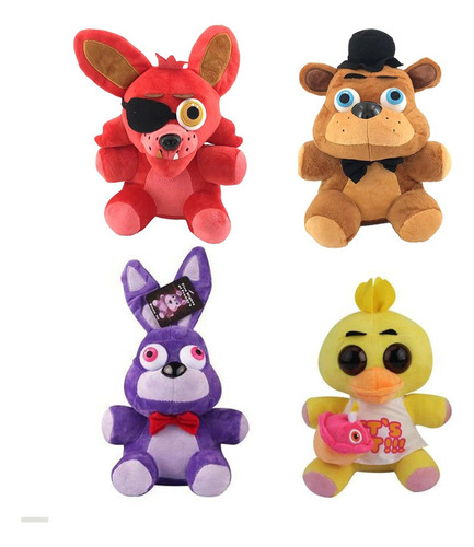 Pack De 5 Felpa Fnaf Chica Bonnie Freddy Foxy Con Bolsa De