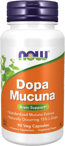 Imagen 1 de 5 de Now - Dopa Mucuna -90 Caps (mejora El Estado De Animo)