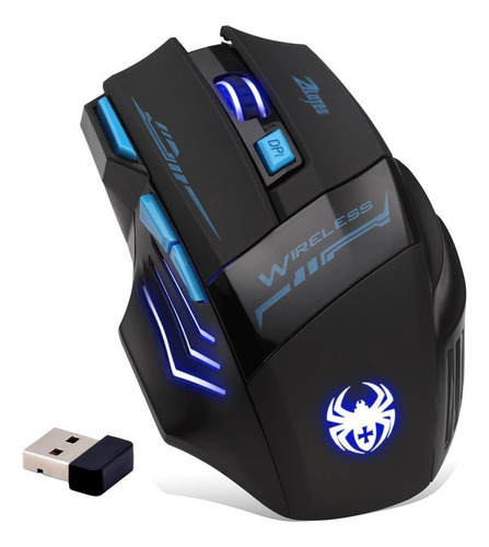 Mouse Gamer Zelotes Inalambrico Led Negro