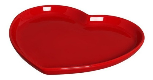 Prato Coração Vermelho De Cerâmica Grande