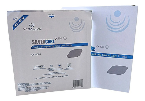 Curativo Silvercare Alginato De Cálcio C/ Prata 10 Cm C/ 10