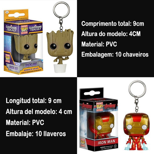 Juego De 10 Llaveros Funko Pop Mini Figuras Marvel