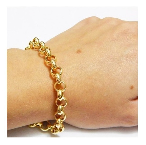 Imagem 2 de 4 de Pulseira Elo Português 9 Gramas 8mm 21cm Ouro 18k
