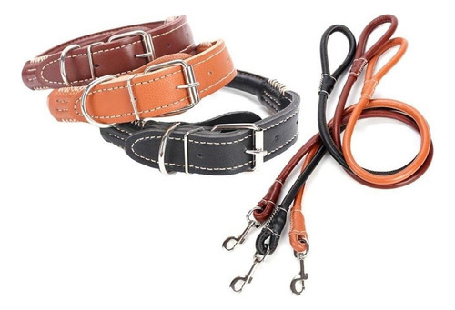 Juego De Collar Y Correa For Perro De Piel Sintética,