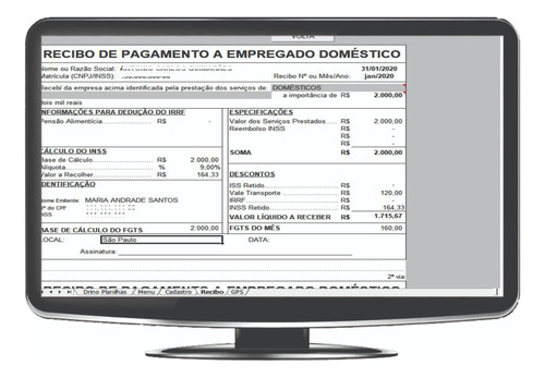 Planilha Impressão Recibo De Pagamento Empregada Doméstica