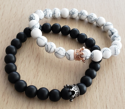 V Pulsera King Queen Rey Reina Compromiso Piedra Corona