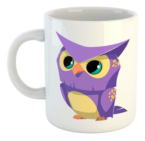 Taza De Ceramica Owl Buho Lechuza Dibujo Diseño Art Violet