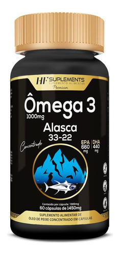 50x Omega 3 Alasca 33/22 Concentrado 1450mg 60caps Atacado