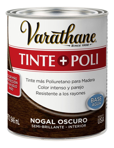 Tinte + Poliuretano Varathane Semibrillante 946 Ml