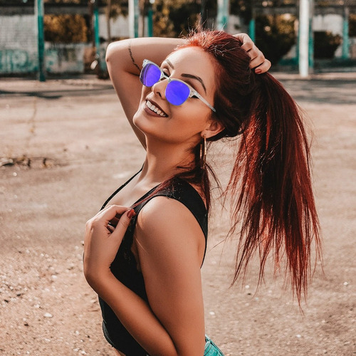 Lentes De Sol Mujer Dama Polarizados Anti Luz Solar Uv Cuadrados De Moda Diseño Clásico Proteger Los Ojos Espejo Diseño Morado/blanco