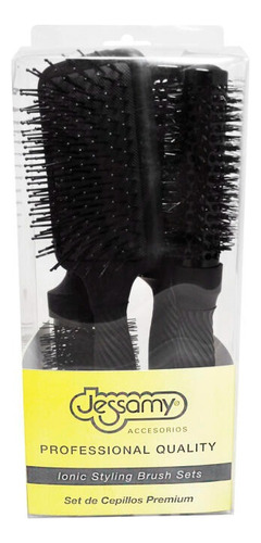 Set De Cepillos Térmicos Premium Jessamy X4unidades Negro