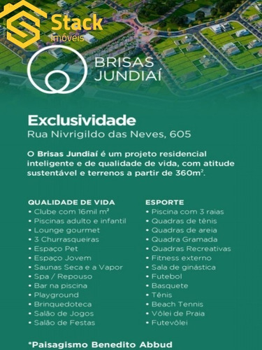 Imagem 2 de 30 de Terreno A Venda Em Jundiaí No Condomínio Fechado Brisas De Jundiaí. - Te01051