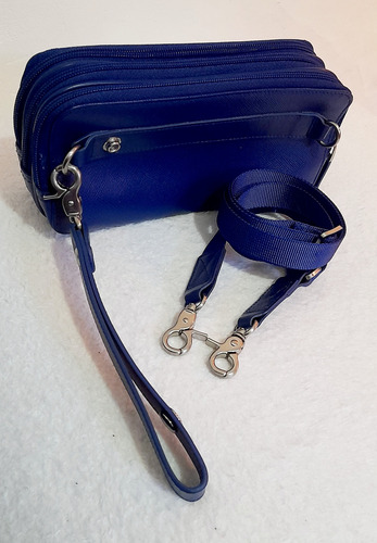 Cartera Piquadro De Mano Con Correa Regulable Azul Oscuro Lisa Níquel Azul Oscuro (Usado)
