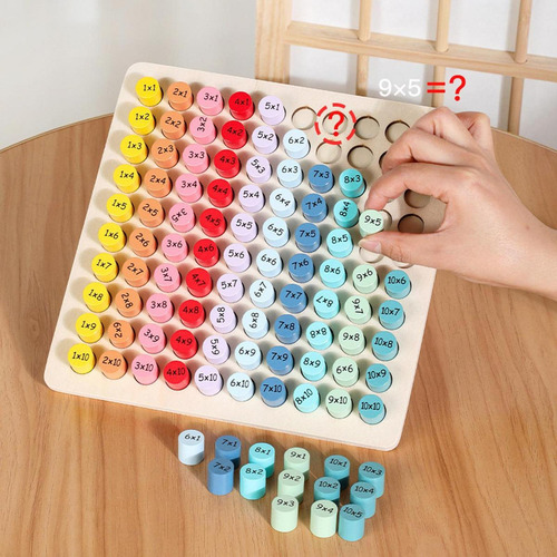 Juego De Mesa De Multiplicación Montessori De Madera,