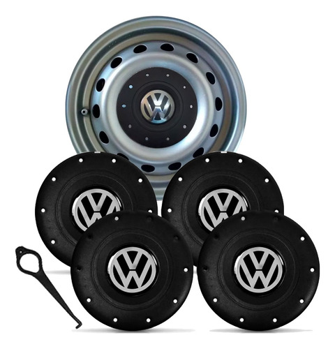 Jg 4 Calotas Tampa Roda Ferro Vw Aro 13 14 15 Amarok 4 Furos