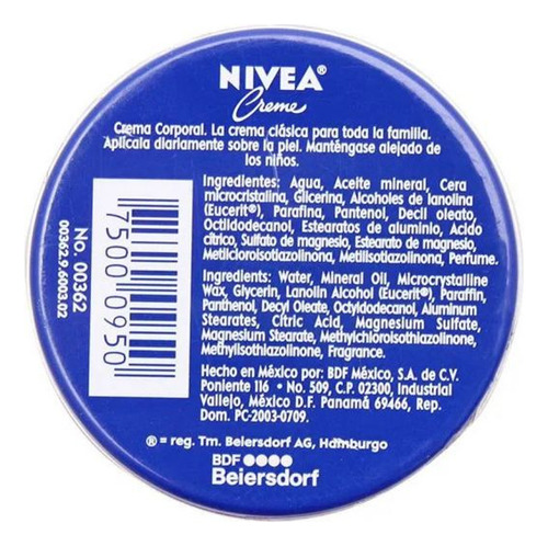 Crema Nivea Lata Con 20 Ml - Piel