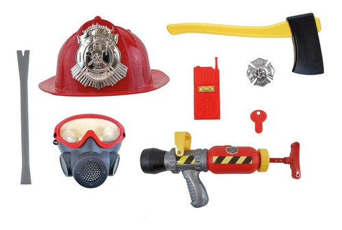 Imagen 2 de 9 de Set Equipo De Bombero Rescate Fire Fighting Con Accesorios