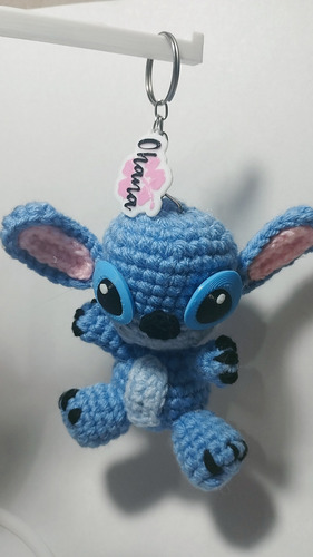 Amigurimi Stitch - Tejido A Crochet Llavero 10cm Azul