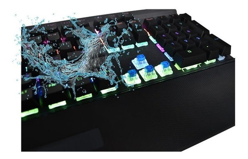 Teclado gamer Noganet NKB-HYBRID QWERTY inglés US color negro con luz rainbow