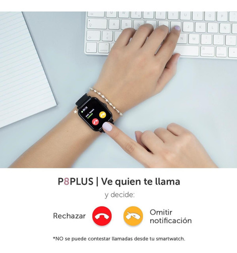 Imagen 5 de 7 de Smartwatch Binden P8 Plus Notificaciones Ios/android, Negro