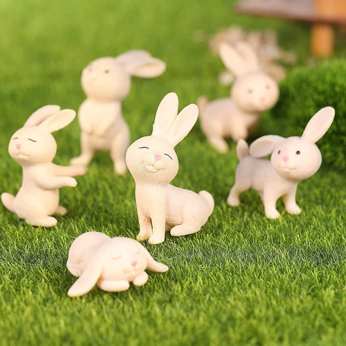 Para Mini Conejo Decoracion Pascua Adornos Figuras Resina