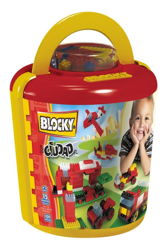 Imagen 8 de 10 de Blocky Ciudad Bloques Tipo Rasti C/balde 100 Piezas Dimare