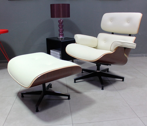 Poltrona Charles Eames Com Puff Couro Legítimo