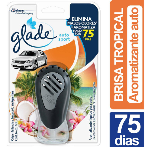  Glade Auto Sport Esencia Brisa Tropical Aromatizante 75dias
