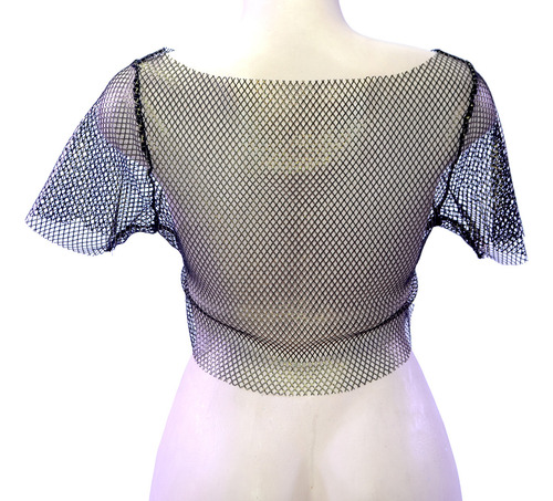 Crop Top De Red Metalizada Juvenil Baile Transparente Neus