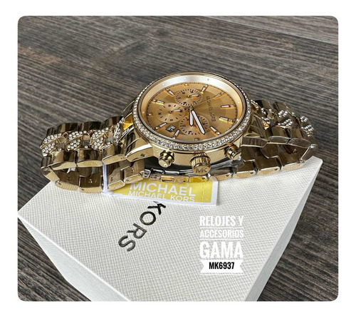 Reloj Michael Kors Ritz Modelo Mk6937 Original Para Dama Color de la correa Dorado Color del bisel Dorado Color del fondo Dorado