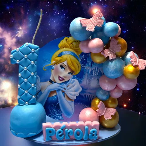 Topo para bolo Princesa e o sapo Disney personalizado nome e idade