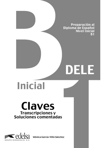 Libro Preparación Al Dele B1 Libro De Claves Ed 2013  De Gar