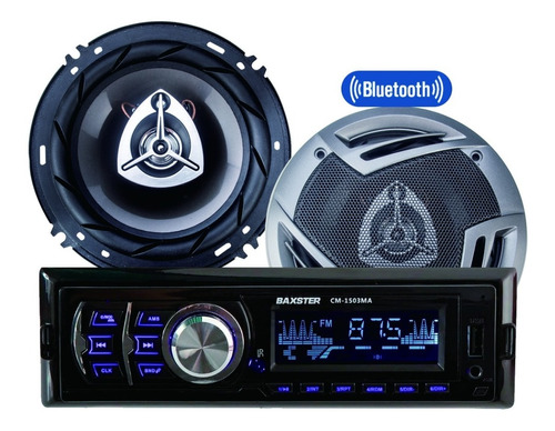 Combo Radio Carro Usb Panel Desmontable + Parlantes 6'