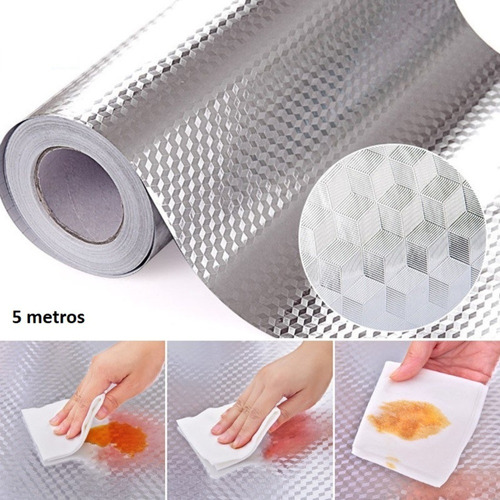 Papel De Parede Aluminio Autoadesiva Protetor Cozinha Gaveta