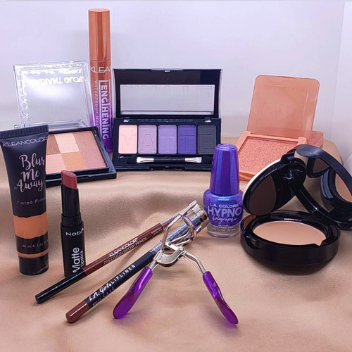 Combo Set Kit De Maquillaje Base Polvo Rimel Delineador 