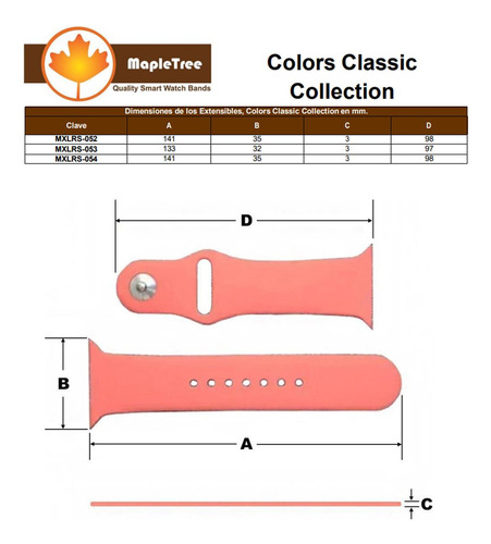 Banda Extensible Para Mujer Silicón, Mxlrs-027, 38/40mm, S1
