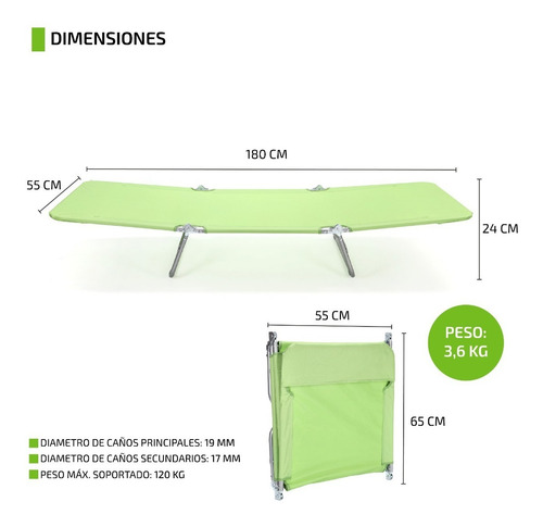 Imagen 3 de 9 de Reposera Plegable Silla Playera Reforzada Jardin Y Exterior