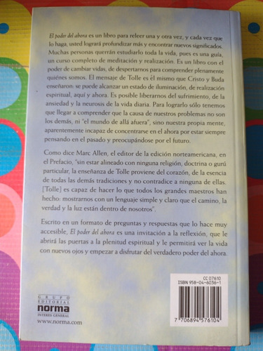 Imagen 2 de 3 de Libro El Poder Del Ahora Eckhart Tolle