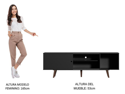 Mueble Mesa Para Tv Rack Madesa Dubai Hasta 65'' Nn Color Negro/Marrón