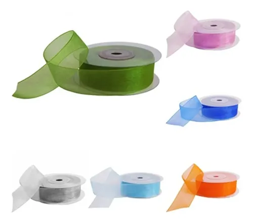 8 Rollos De Cinta De Organza Transparente, 15 Mm X 45 M, Col