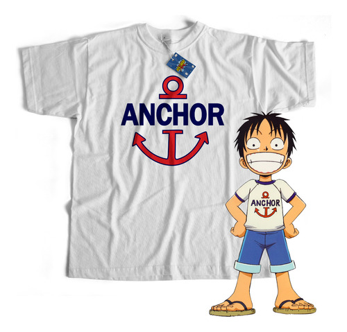 Remera Anime One Piece Anchor Luffy 100% Algodon