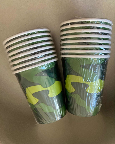 Imagen 2 de 2 de Vasos De Cumpleaños Diseño Militar