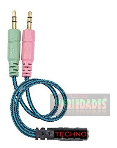 Cable Audio Microfono 1 Hembra X 2 Machos 3.5mm Triestereo 