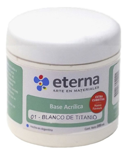 Base Acrilica Eterna Color 01 - Blanco Titanio Pote De 200ml