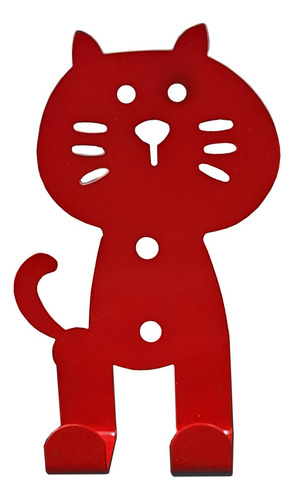 Portallaves De Pared Moderno Figura De Gato Colores Color Rojo