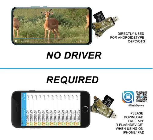 Lector De Tarjetas Sd Trail Camera Viewer 4 En 1 Para iPhone